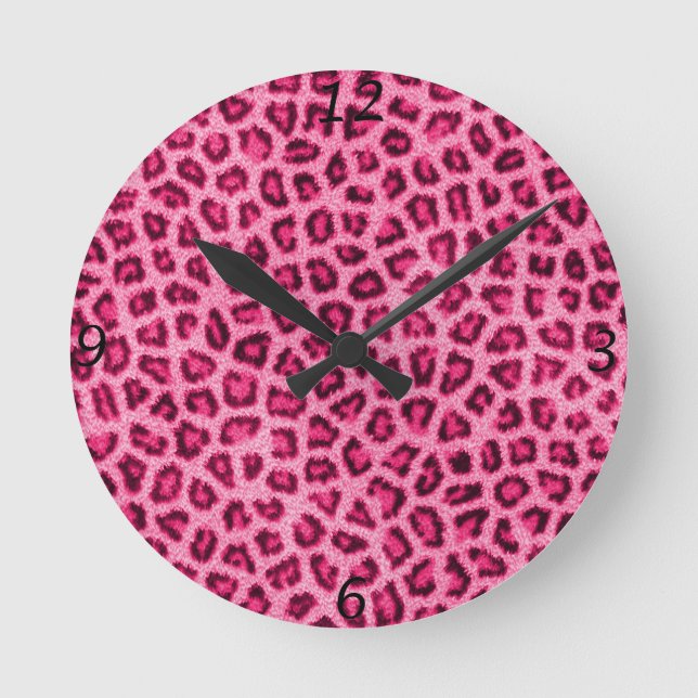 Reloj Redondo Mediano Fashiable efecto de piel de leopardo (Anverso)