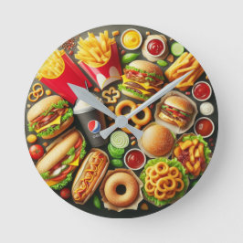 Reloj Redondo Mediano Fast Food Frenzy Wall Clock