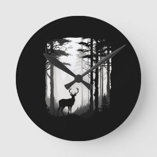 Reloj Redondo Mediano Fauna del bosque de ciervos