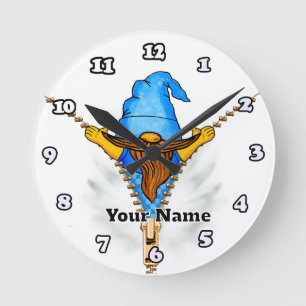 Reloj Redondo Mediano Faux Zipper Gnome