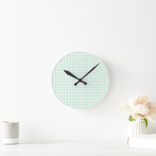 Reloj Redondo Mediano Faye y Lauren Bright Green Gingham (Hogar)