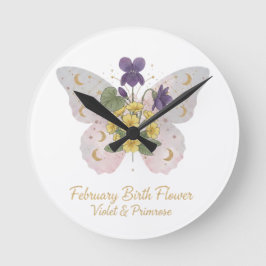 Reloj Redondo Mediano February Birth Flower Wall Clock