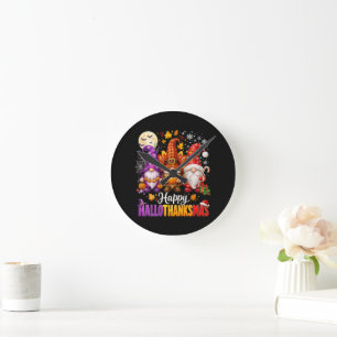Reloj Redondo Mediano Felices Gnomos de HalloGraciasMas