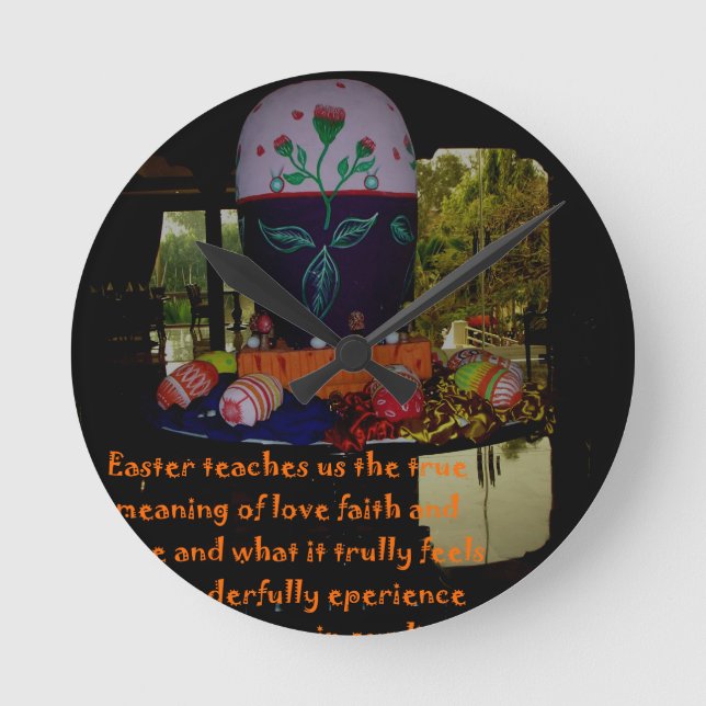 Reloj Redondo Mediano Feliz amor de Pascua, fe y deseos de esperanza (Anverso)