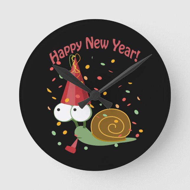 Reloj Redondo Mediano Feliz Año Nuevo (Anverso)