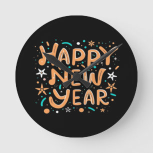 Reloj Redondo Mediano Feliz Año Nuevo
