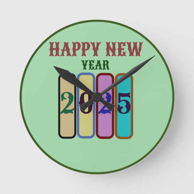 Reloj Redondo Mediano feliz año nuevo 2025 (Anverso)