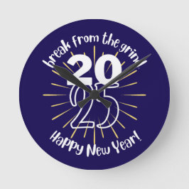 Reloj Redondo Mediano Feliz Año Nuevo 2025 BFTG