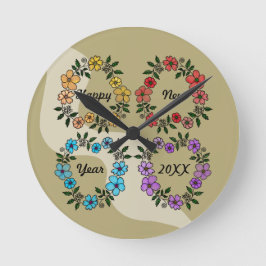 RELOJ REDONDO MEDIANO FELIZ AÑO NUEVO 20XX PERSONALIZADO Y LUMINOSAS DE 