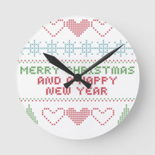 Reloj Redondo Mediano feliz año nuevo feliz de navidad