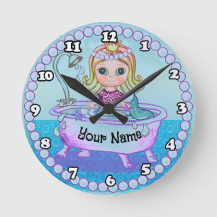 Reloj Redondo Mediano Feliz Baño de Sirena