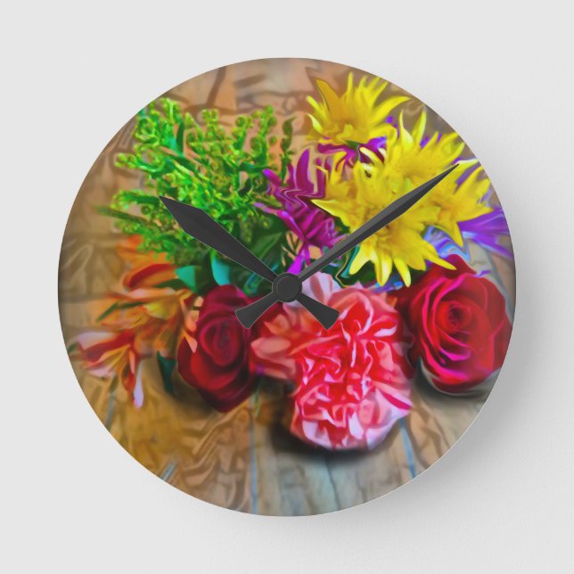 Reloj Redondo Mediano Feliz Bouquet (Anverso)