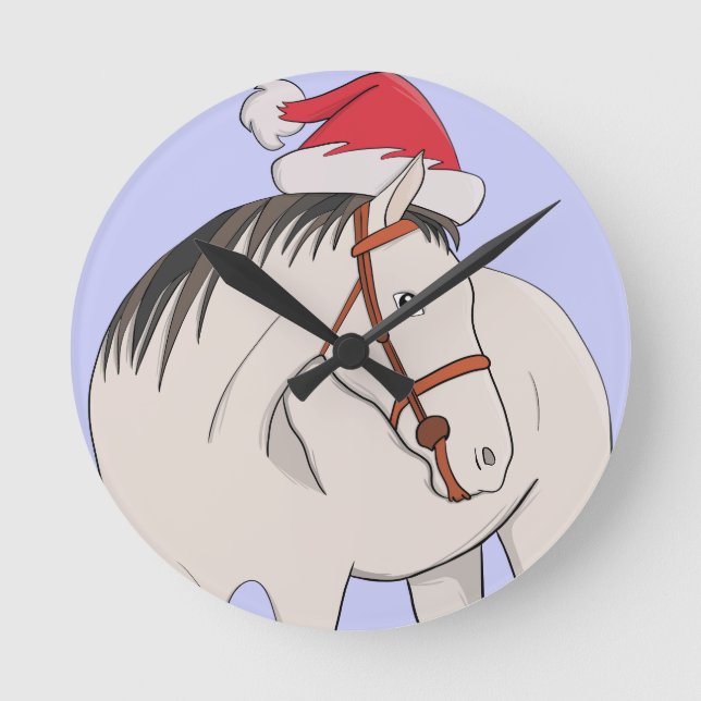 Reloj Redondo Mediano Feliz caballo navideño (Anverso)