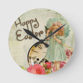 Reloj Redondo Mediano feliz chica de Pascua