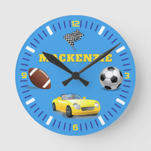 Reloj Redondo Mediano Feliz Cumpleaños Deportivo AZUL