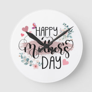 Reloj Redondo Mediano Feliz día de la madre 2025 Floral lindo para mujer