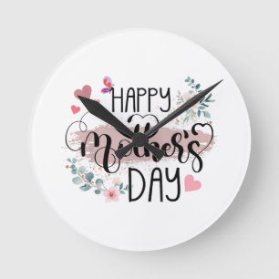 Reloj Redondo Mediano Feliz Día de la Madre 2025 Floral Lindo para Mujer