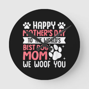 Reloj Redondo Mediano Feliz Día de la Madre a la mejor madre del perro d