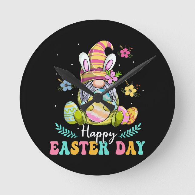 Reloj Redondo Mediano Feliz Día de Pascua (Anverso)