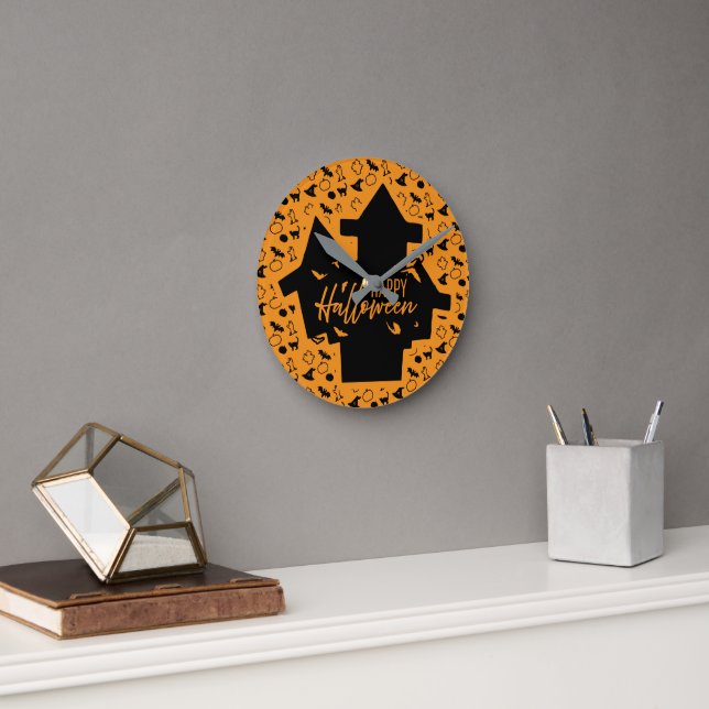 Reloj Redondo Mediano Feliz Halloween (Oficina)