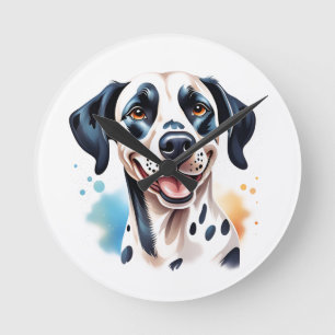 Reloj Redondo Mediano Feliz mascota de perro dálmata