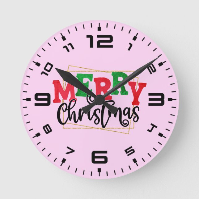 Reloj Redondo Mediano Feliz Navidad (Anverso)