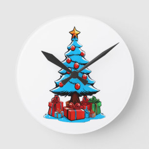 Reloj Redondo Mediano Feliz Navidad 3D