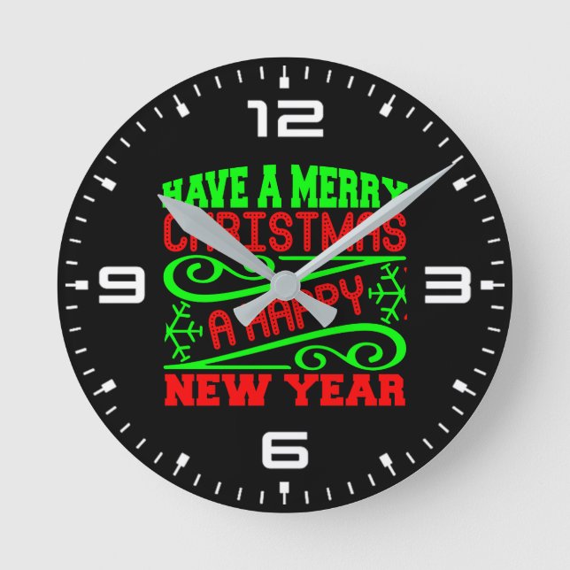 Reloj Redondo Mediano Feliz Navidad A Feliz Año Nuevo-34635 (Anverso)