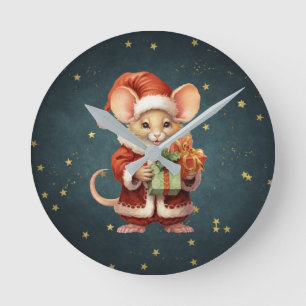 Reloj Redondo Mediano Feliz Navidad Cute Mouse