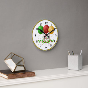 Reloj Redondo Mediano Feliz Navidad, diseño festivo,