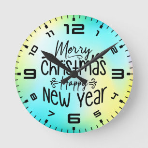 Reloj Redondo Mediano Feliz Navidad Feliz Año Nuevo