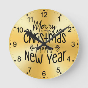Reloj Redondo Mediano Feliz Navidad Feliz Año Nuevo-45910