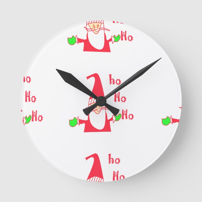 Reloj Redondo Mediano Feliz Navidad Feliz Navidad Graciosa Santa Hohoho (Anverso)
