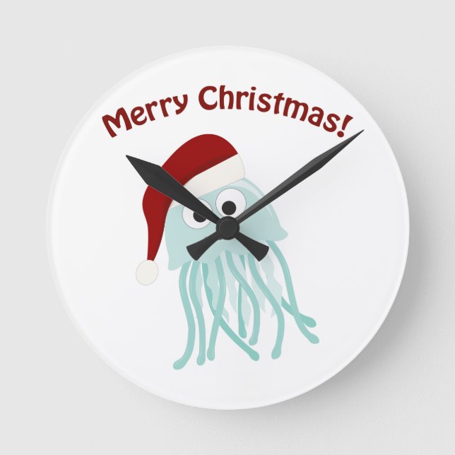 Reloj Redondo Mediano Feliz Navidad! Jellyfish (Anverso)