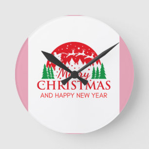 Reloj Redondo Mediano Feliz Navidad Y Feliz Año Nuevo