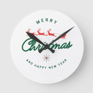 Reloj Redondo Mediano Feliz Navidad y próspero Año Nuevo