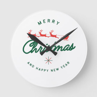 Reloj Redondo Mediano Feliz Navidad y próspero Año Nuevo