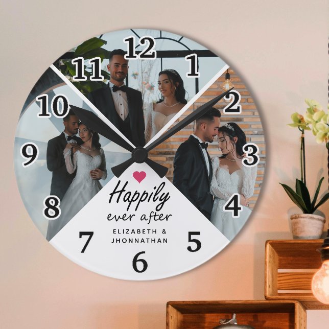 Reloj Redondo Mediano Feliz para siempre después del Collage de fotos de (Subido por el creador)