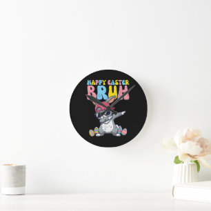 Reloj Redondo Mediano Feliz Pascua Bruh Bunny Dab Conejo Baile