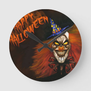 Reloj Redondo Mediano Feliz Payaso de Halloween asustado