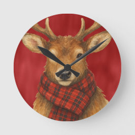 Reloj Redondo Mediano Feliz reno navideño