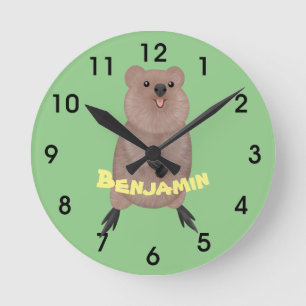Reloj Redondo Mediano Feliz y lindo diseño de personalizados de quokka