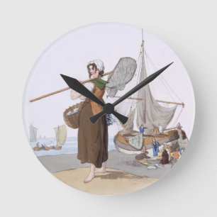 Reloj Redondo Mediano Female Shrimper, from 'Costume of Great Britain',
