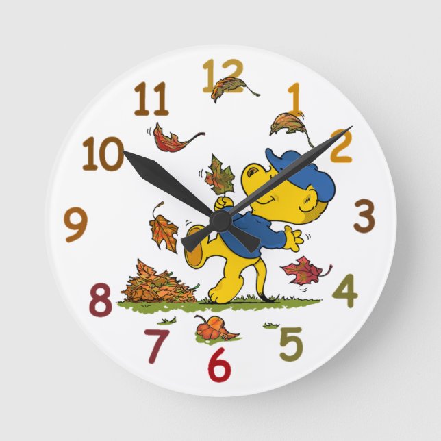 Reloj Redondo Mediano Ferald Entre Las Hojas De Otoño (Anverso)