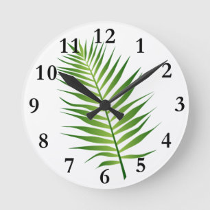 Reloj Redondo Mediano Fern Leaf Frond Botanical Design Clock