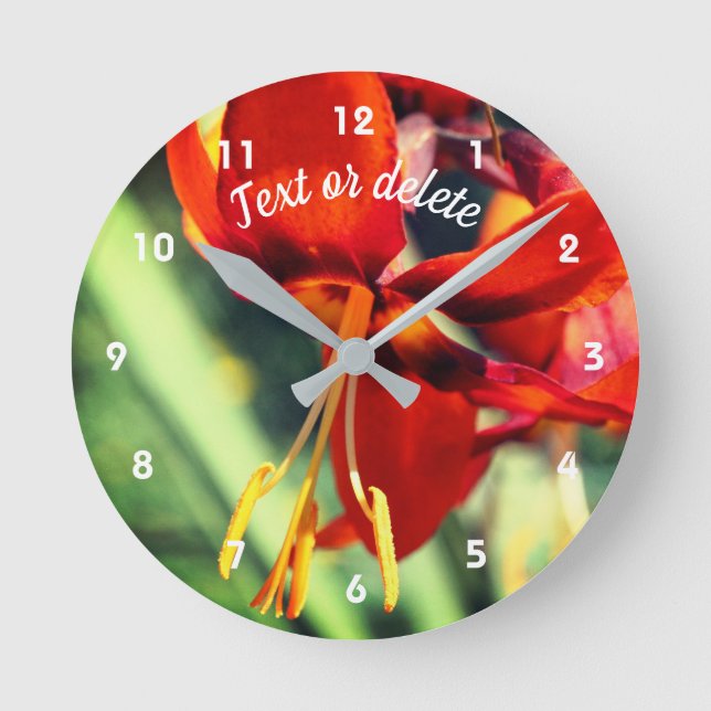 Reloj Redondo Mediano Feroy Naranja Daylily Flower Personalizada (Anverso)