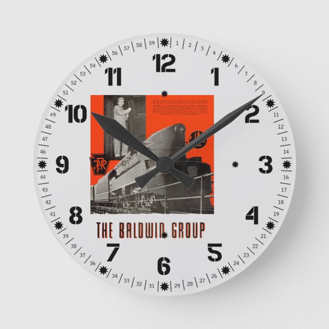 Reloj Redondo Mediano Ferrocarril Pennsylvania T1 Locomotora 6111 (Anverso)