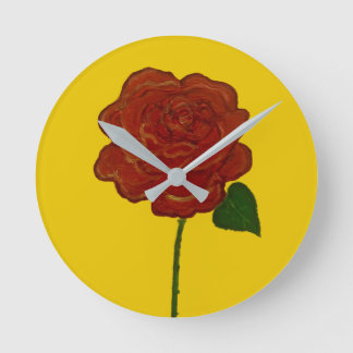Reloj Redondo Mediano Festive Red Rose & Yellow Round Clock