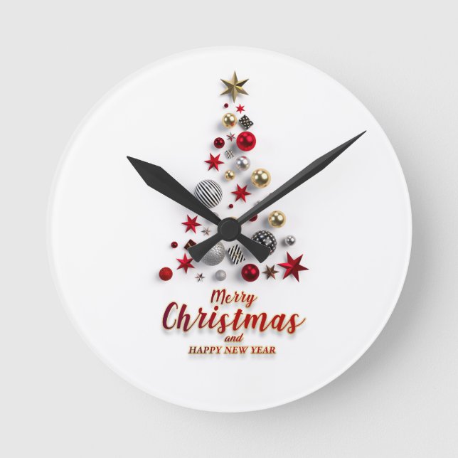 Reloj Redondo Mediano “Festive Tree in Snow”  (Anverso)