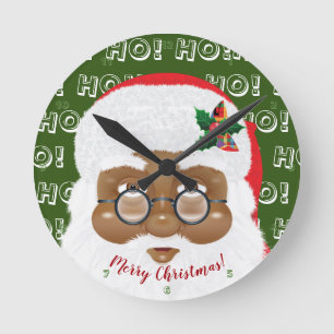 Reloj Redondo Mediano Festividades de los Navidades de Santa Claus afroa